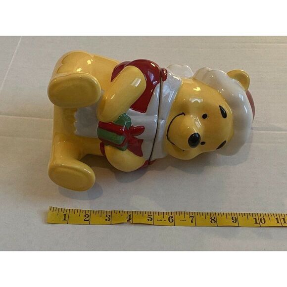 Disney's Winnie The Pooh 10” Ceramic Cookie Jar Santa Present Christmas Holiday - Picture 7 of 11
